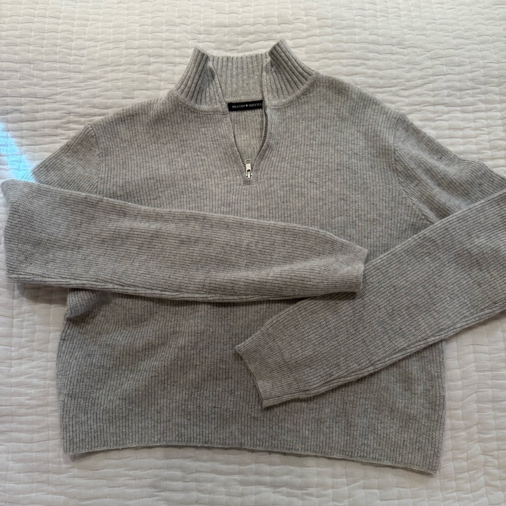 Gray Quarter-Zip Brandy Melville Sweater